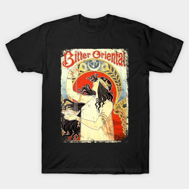 Art Nouveau - Bitter Oriental Alphonse Mucha Design T-Shirt by AltrusianGrace